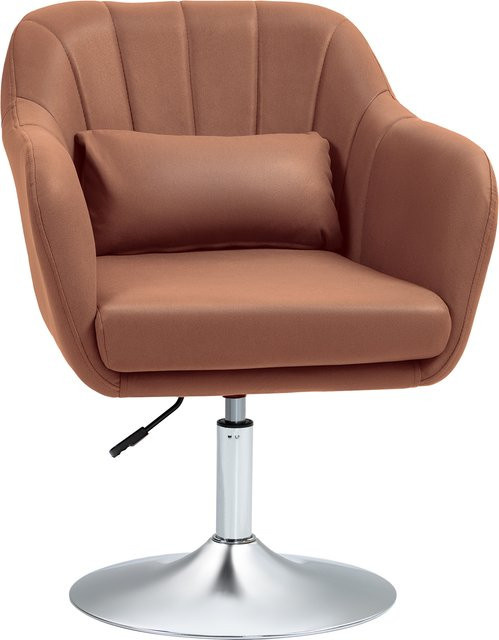 HOMCOM Lounge-Sessel Aosom Relaxstuhl in Braun mit Lordosenkissen, höhenverstellbar und 360 Grad drehbar mit Chrommetallfuß - Bild 1