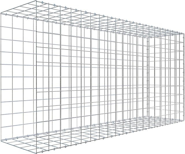 Gabiona C-Ring Anbaukorb Typ 2 in Silbergrau, Maschenweite 10 x 10 cm, B/H/T: 100 x 200 x 50 cm - Bild 1