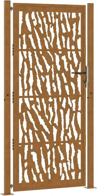 vidaXL Gartentor aus Verwitterungsstahl in Braun mit Trace-Design, B/H: 110 x 205 cm - Bild 1