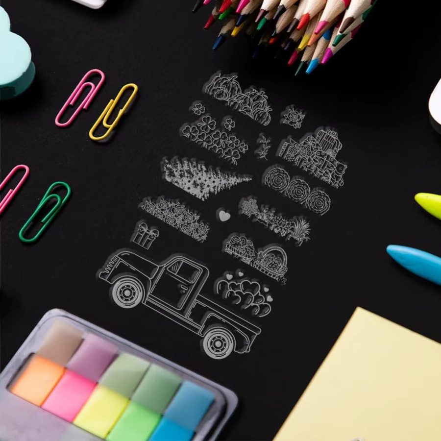 Transparenter Silikon-Stempel mit LKW-Motiv für DIY-Bastelarbeiten und Karten Gestaltung - Bild 3