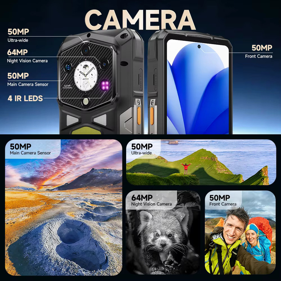 Ulefone Armor 29 Ultra 5G Robustes Smartphone in Schwarz mit Dimensity 9300+, 21200 mAh Akku, 6,67 Zoll 120 Hz AMOLED Display, 32 GB RAM, 1 TB ROM, 64 MP Nachtsichtkamera, NFC und Android 15 - Bild 6