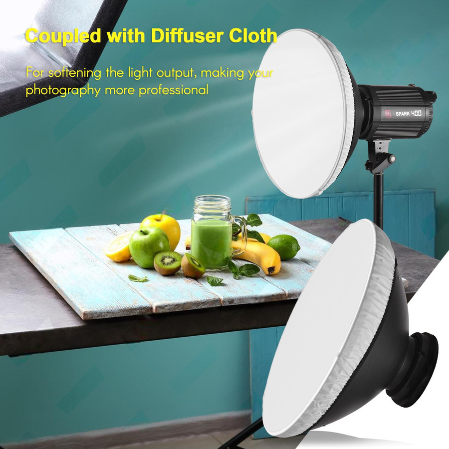Andoer Beauty Dish Reflektor mit 60 Grad Wabenstruktur und Bowens Mount, 39 cm, Schwarz - Bild 5