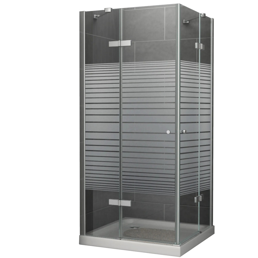 Dein Bau Projekt Duschabtrennung Eckdusche Gestreift Transparent Silber B: 80 cm, T: 80 cm, H: 190 cm - Bild 2