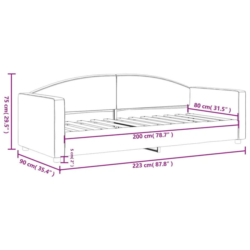 Vidaxl Schlafsofa in Grau mit Stoffbezug, modern und minimalistisch, B/T/H: 200 x 80 cm - Bild 4