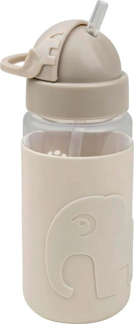 Done By Deer Easy-Grip Trinkflasche mit Strohhalm aus Silikon in Beige, 0,65 l - Bild 1