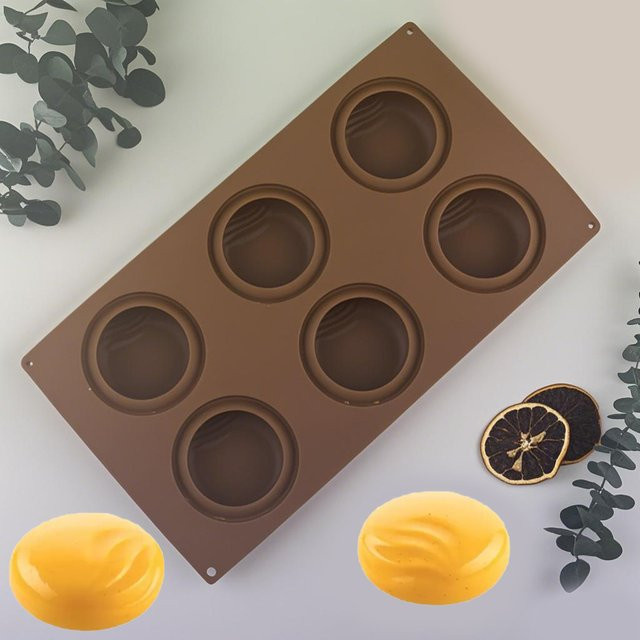 SHENHONG Silikon Mousse Kuchenform mit 6-Zellen Sand Dune Textur Design in Braun - Bild 1