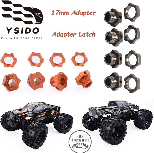 ZD Racing Adapter Latch 8068 Metall 17mm Sechskant-Radnabenadapter, 1:8, Orange, Zubehör - Bild 1