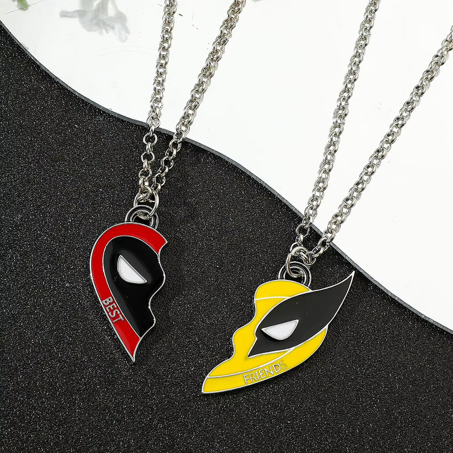 TAKARA TOMY Halskette, Deadpool Wolverine Herzförmige Stickerei-Anhänger, Silber, Unisex - Bild 3