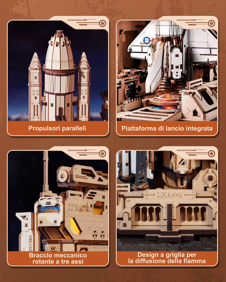 Robotime Rokr 3D-Puzzle Raumfähre, Holzpuzzle, mit Beleuchtung, ab 14 Jahren - Bild 4