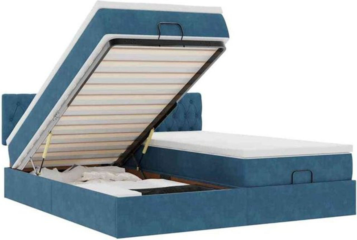 Vidaxl Ottoman Polsterbett mit Matratze aus Samt in Dunkelblau B/T/H: 160 x 200 cm - Bild 1