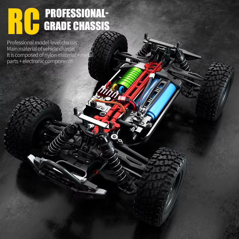 WLtoys 4WD RC Auto, Bürstenloser Truck, 1/16 Monster Offroad-Buggy, Rot - Bild 5