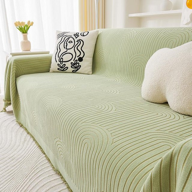 Ins Style Sofaüberwurf aus Chenille in Creme, B/B: 180 x 130 cm - Bild 1