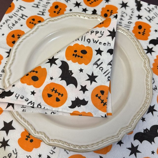 GUANYAO Halloween Party Servietten mit Kürbis- und Fledermaus-Motiv, 20 Stück, 2-lagig, Mehrfarbig, Breite: 33 cm - Bild 1