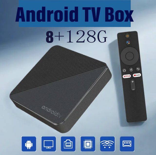 BLKJ Android 14.0 TV-Box mit Rockchip RK3518, Smart Home Theater Media Player, 8K Ultra HD Unterstützung, Google Netflix und Sprachassistent, Schwarz - Bild 1