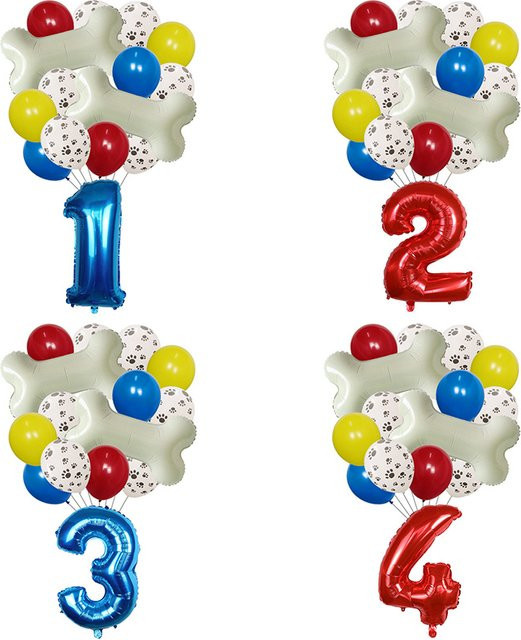 LQVYI Hund Luftballons mit Pfoten- und Knochenprint für Kindergeburtstage und Tierpartys, Mehrfarbig, Durchmesser: 76,2 cm - Bild 1