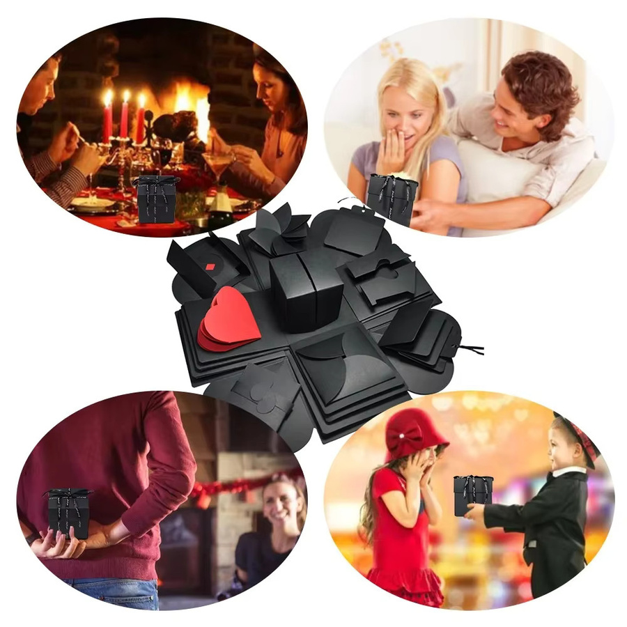 DIY Explosion Fotoalbum Geschenkbox aus Papier in Schwarz für romantische Überraschungen - Bild 2
