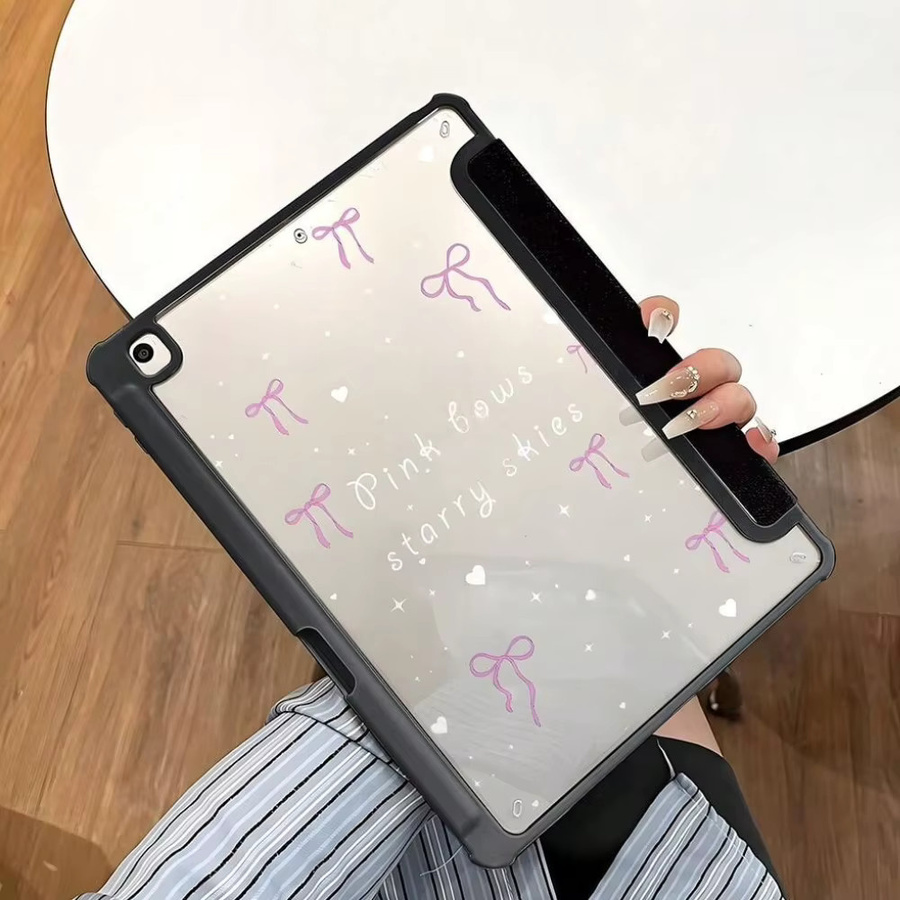 Transparente Hülle mit niedlichem Muster für Apple iPad Pro, Air und Mini in den Farben Transparent, Schwarz und Pink - Bild 3
