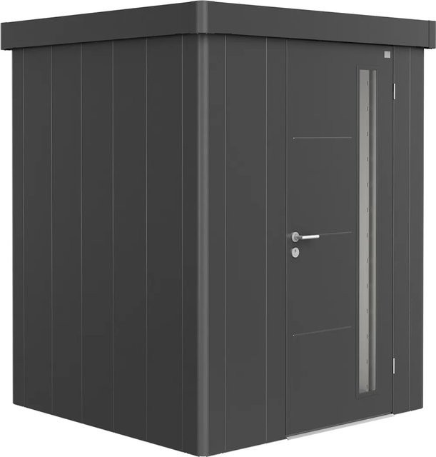 Biohort Gerätehaus Neo 1A mit Standardtür in Dunkelgrau-Metallic, Stahlblech, B/T/H: 180 x 180 x 222 cm - Bild 1