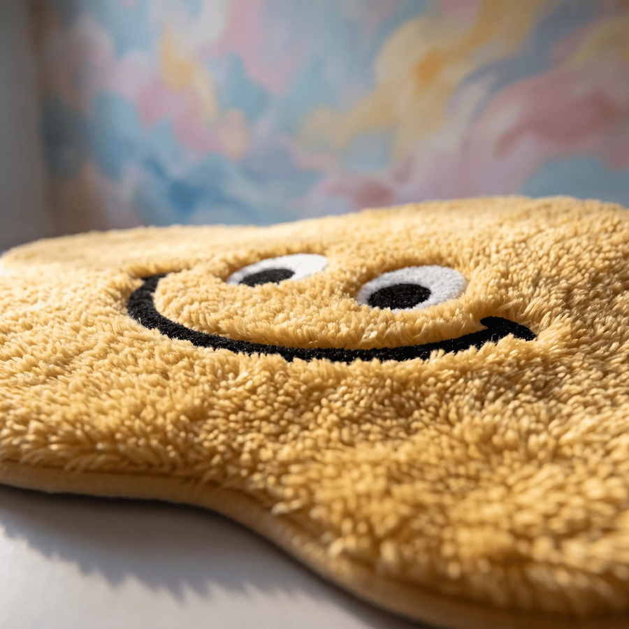 DHDH Smiley-Gesicht Plüschteppich in Gelb, dekorativer Bodenteppich für Wohnzimmer und Schlafzimmer, B/T: 60 x 40 cm - Bild 3