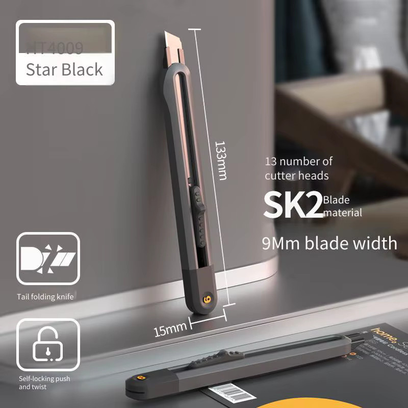 Deli Black Blade Universalmesser in Schwarz als Mehrzweck-Cutter zum Auspacken, für Tapeten und zum Papierschneiden - Bild 4