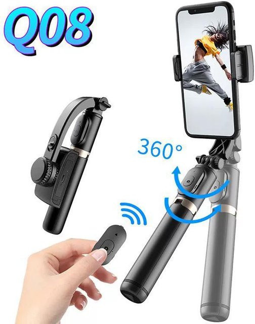 the BAY Q18 Ausziehbarer Handy-Gimbal-Selfie-Stick mit KI-Gesichtsverfolgung und Tischstativ in Schwarz - Bild 1