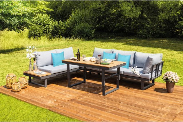 Greemotion Lounge-Gruppe San Jose 3-teilig aus Akazienholz und Aluminium in Braun - Bild 1