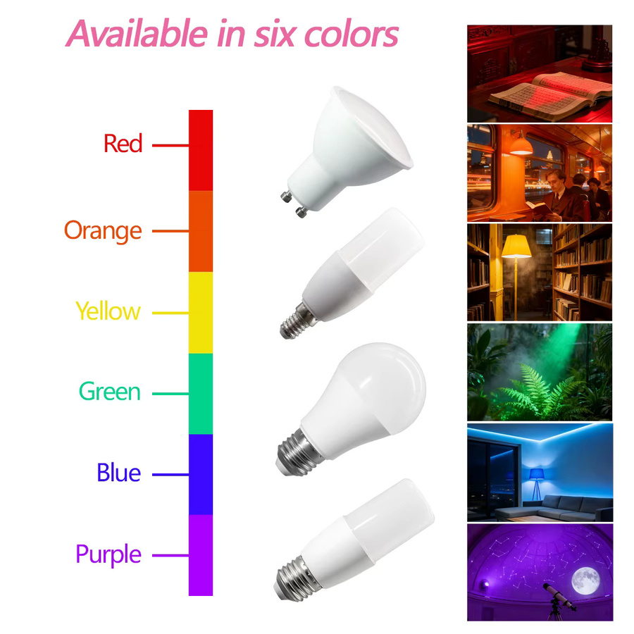 10er Set Gatetop LED-Lampen für E14 E27 GU10 in verschiedenen Farben RGB Multicolour 220V - Bild 3