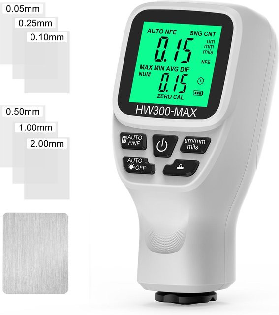 Kkmoon 02000UM Hochpräzises LCD-Digital-Dickenmessgerät für Autolackbeschichtung in Weiß - Bild 1