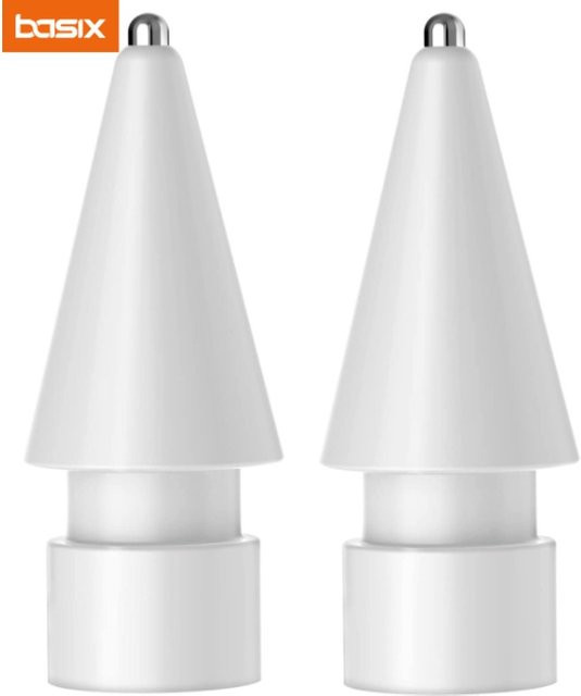 Basix Ersatzspitzen für Apple Pencil 1. und 2. Generation in Weiß mit Geräuschreduzierung für iPad Tablet-Stifte - Bild 1