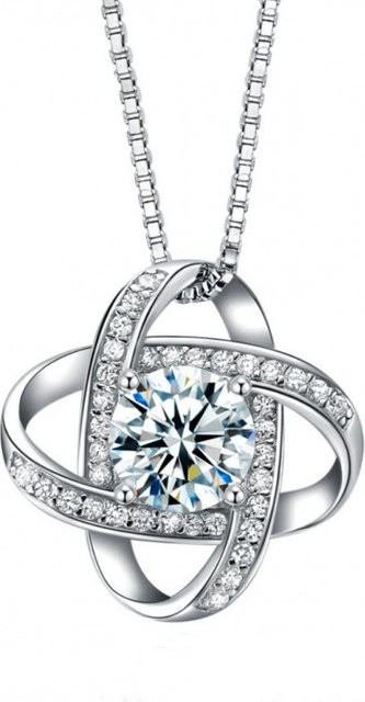 Halskette 925 Silber, Kleeblatt, Diamant, Zirkonia - Bild 1