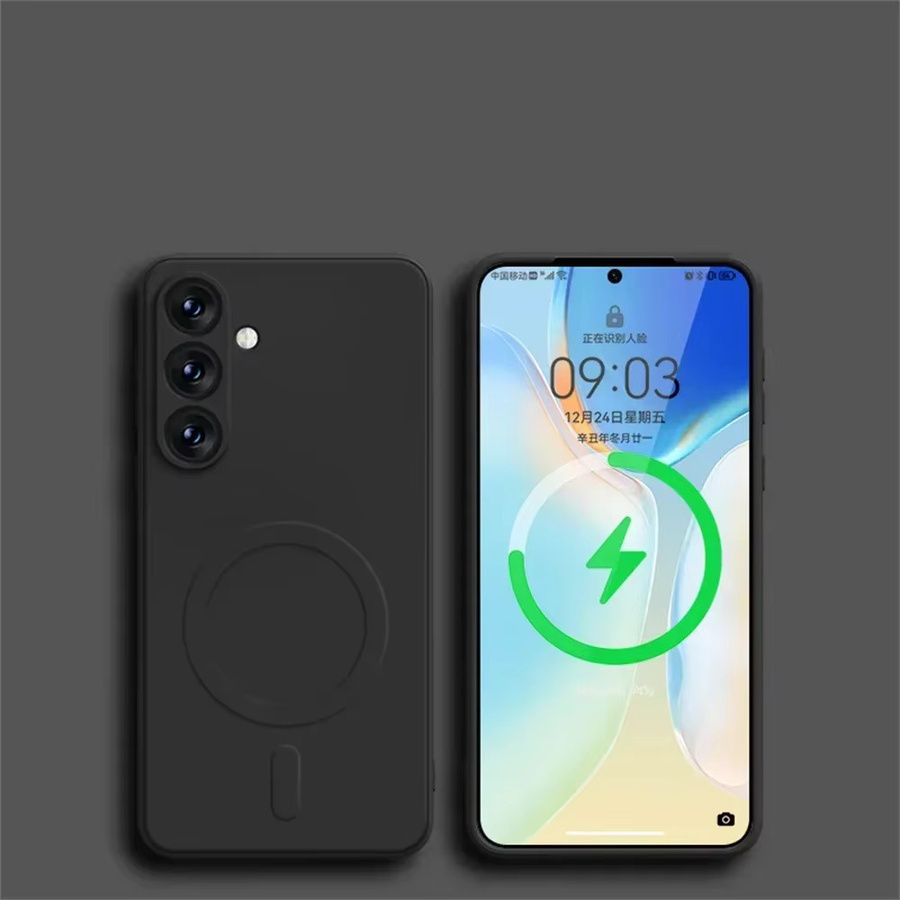Original Flüssigsilikon Magnetische Kabellose Ladehülle für Samsung Galaxy S26 S25 S24 S23 S22 S21 Ultra Plus mit MagSafe Funktion, Stoßfest, Schwarz - Bild 5