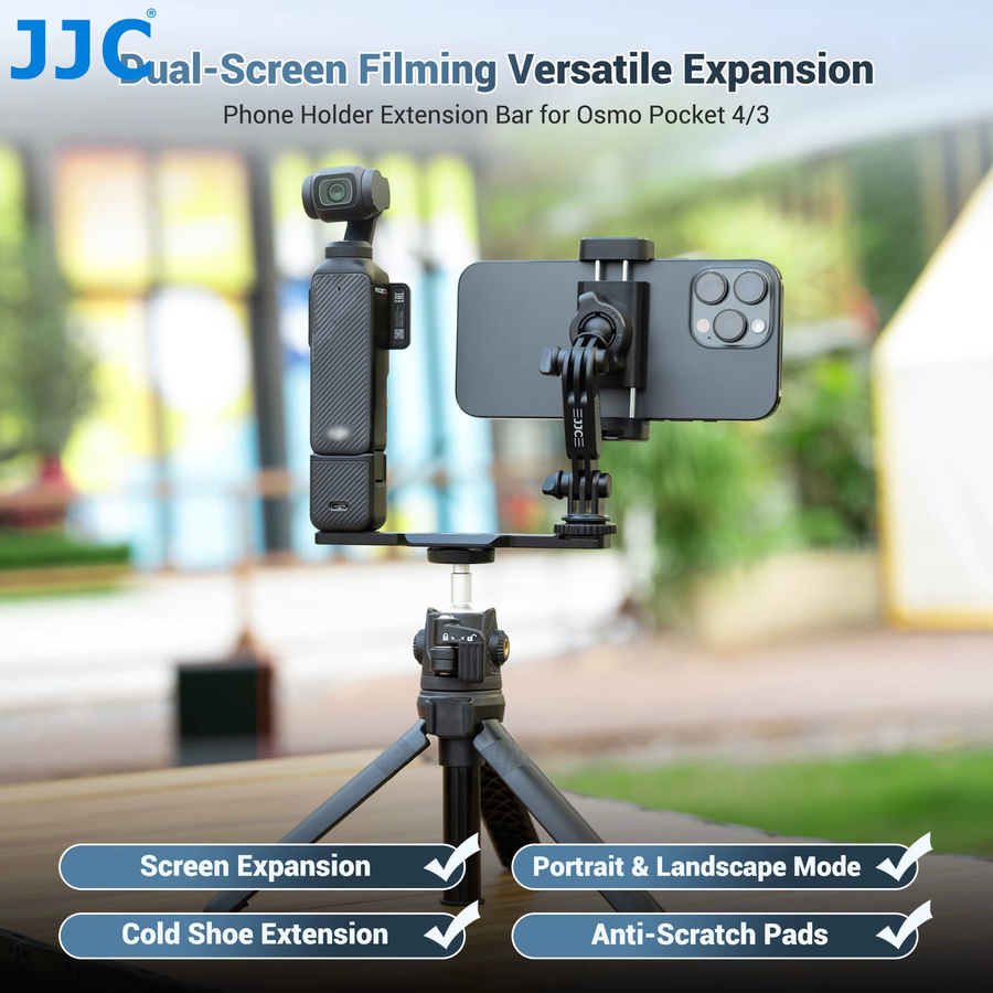 JJC Handyhalterung für DJI Osmo Pocket 4 3 Erweiterungskit mit Cold Shoe und 1/4 Zoll Gewinde für Stativ, Schwarz - Bild 2