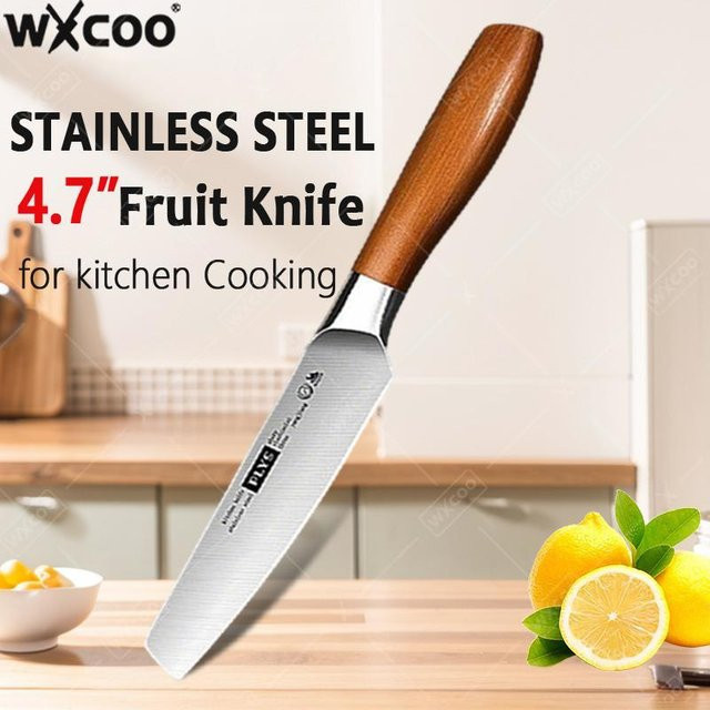 WXCOO Obstschneidemesser aus Edelstahl mit Holzgriff, ultrascharfes Paring Knife für den Haushalt, 12 cm - Bild 1
