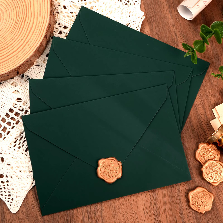 50er-Pack Waldfarbene Papierumschläge mit V-Klappe für 4x6 Karten, Breite: 10,9 cm, Höhe: 16,3 cm - Bild 2