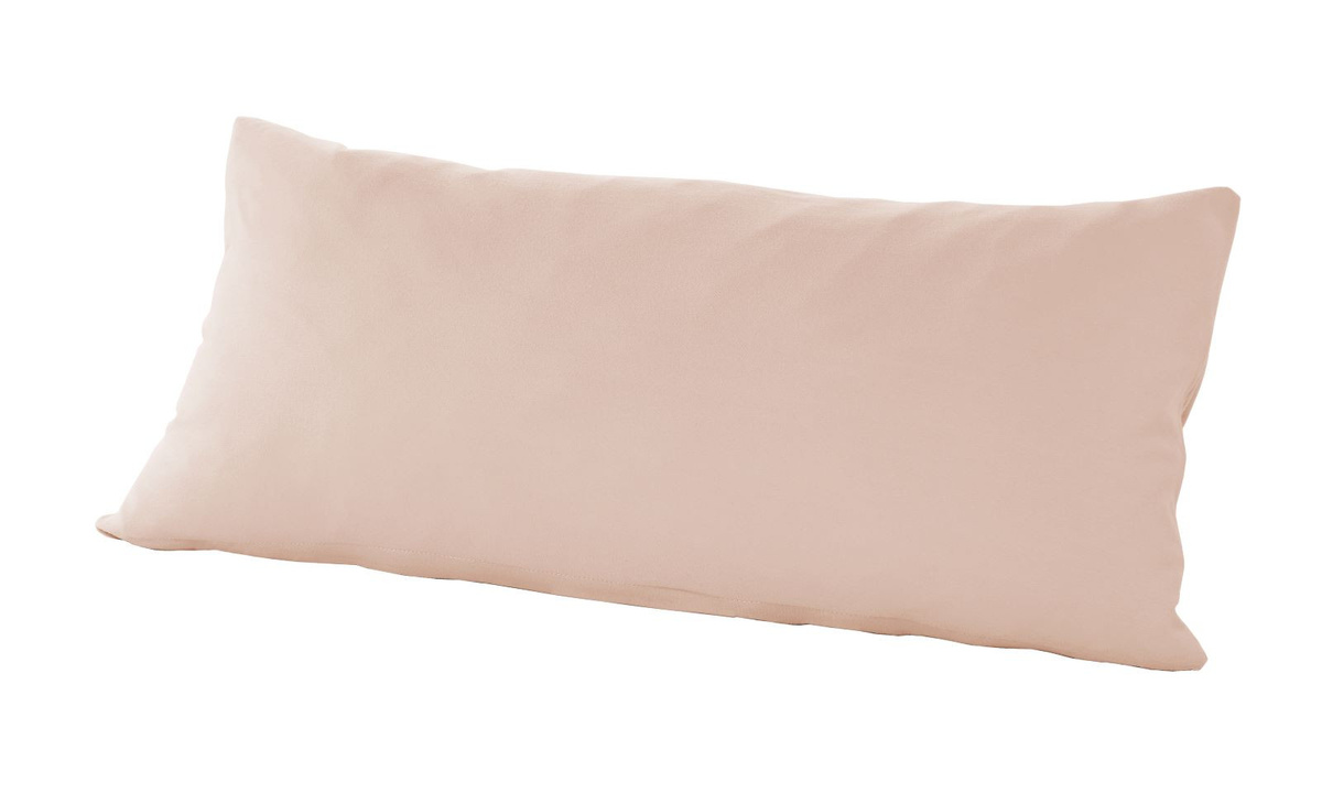 Prinz Mako-Feinjersey Uni Kissenbezug mit Reißverschluss aus gekämmter Baumwolle, B/H: 40 x 80 cm, Farben: Braun und Pink - Bild 1