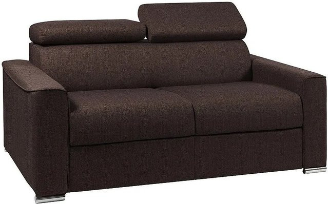 Schlafsofa Vizir von Vente-unique in Schokoladenbraun mit Stoffbezug und modernem Design, Breite: 176 cm - Bild 1