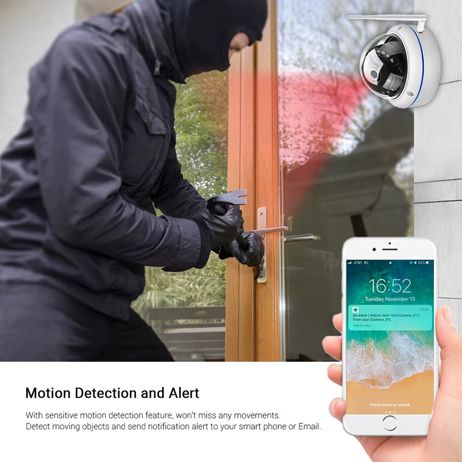 HAMROLTE WLAN Außenkamera mit 5MP HD Auflösung, IP65 wasserdicht und vandalensicher, kabellose IP-Kamera in Weiß mit Audioaufnahme und iCSee Unterstützung - Bild 4
