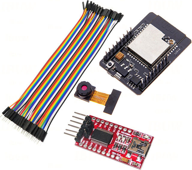 GOHJMY ESP32-CAM WiFi OV3660 Kameramodul mit Bluetooth und FT232RL USB zu TTL Serieller Konverter sowie 40Pin Jumper Wire in Multicolour - Bild 1