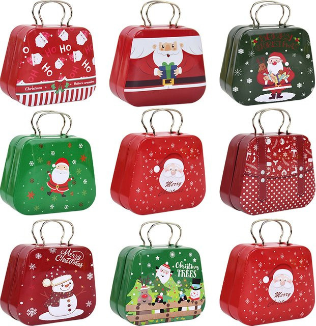 ZQNYCY Weihnachts Handtaschen-Geschenkbox aus Glas und Zinn in Mehrfarbig für Süßigkeiten und Schmuck - Bild 1