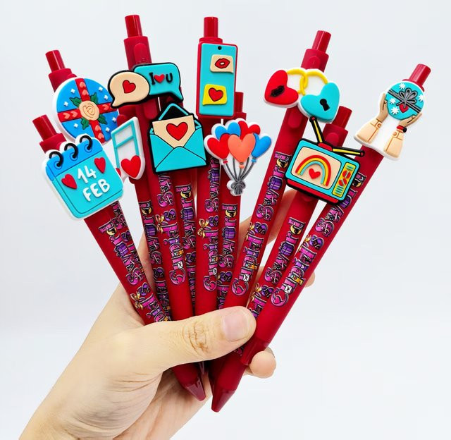 Rote Kugelschreiber für den Valentinstag als Geschenkset - Bild 1