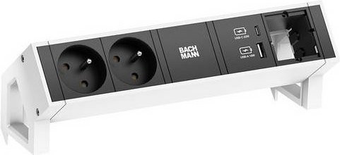 Bachmann Steckdosenleiste mit USB-A und USB-C Anschlüssen in Schwarz oder Weiß - Bild 1