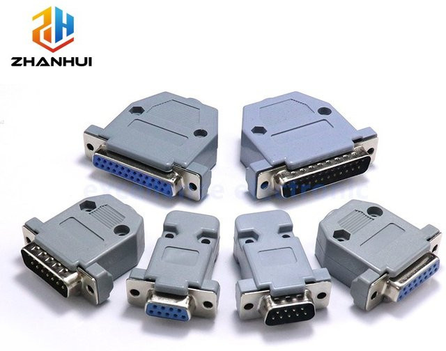 DB-9 RS232 Serieller Port-Stecker Set mit Kupferkontakten und Kunststoffgehäuse in Grau - Bild 1