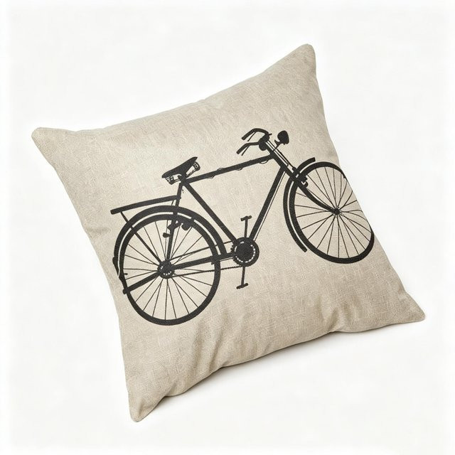 Candiway Kissenbezug Vintage Fahrrad Druck aus Leinen in Beige, B/B/B: 45 x 45 x 45 cm - Bild 1