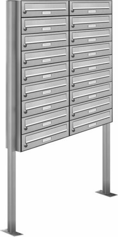 AL Briefkasten-System für 18 Parteien, freistehend, silberfarben, B/H/T: 153,462 x 170,0 x 27,5 cm - Bild 1