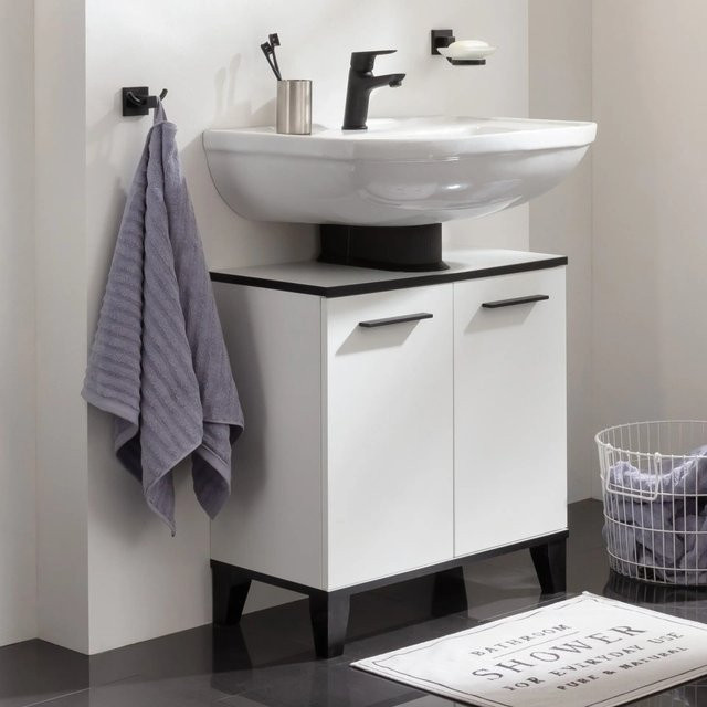 Fackelmann Waschbeckenunterschrank TE-A in Weiß Matt für Badezimmer und Gäste-WC, B/H/T: 60,2 x 63,2 x 32 cm - Bild 1
