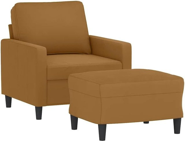 vidaXL Sessel mit Hocker in Braun aus Samt mit Armlehnen und modernem Design - Bild 1
