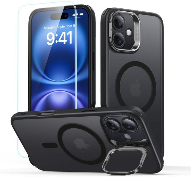 ESR MagSafe Hülle für Apple iPhone 16 mit Classic Hybrid Kickstand und Displayschutz in Schwarz - Bild 1