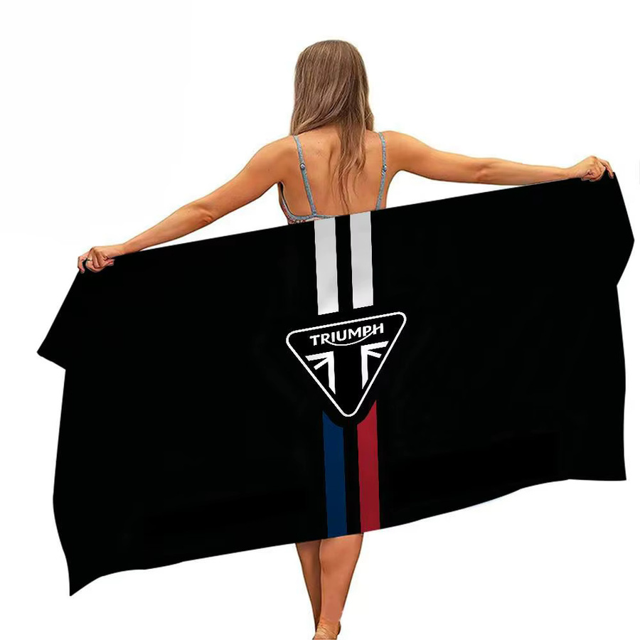 Potdemiel T-Triumph Motorrad-Logo Mikrofaserdecke, schnell trocknendes Strandtuch in Schwarz - Bild 6
