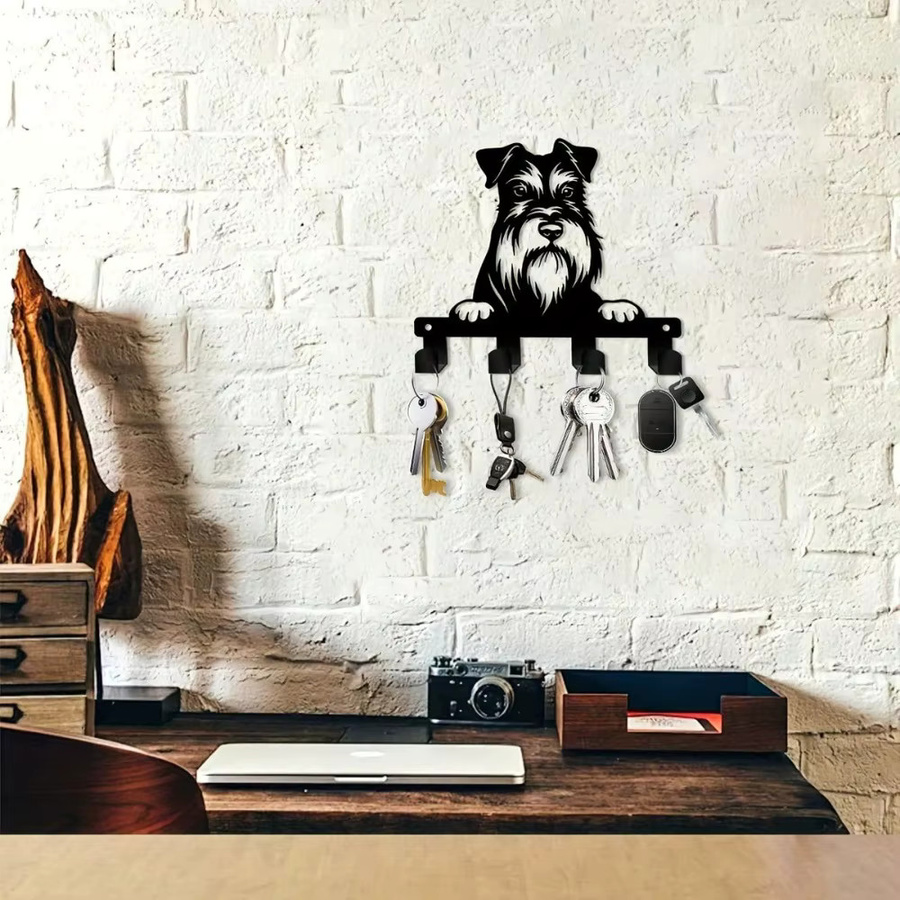 CIFBUY Schnauzer Schlüsselhalter aus Metall, wandmontierter Organizer mit Haken für Haustierliebhaber - Bild 3