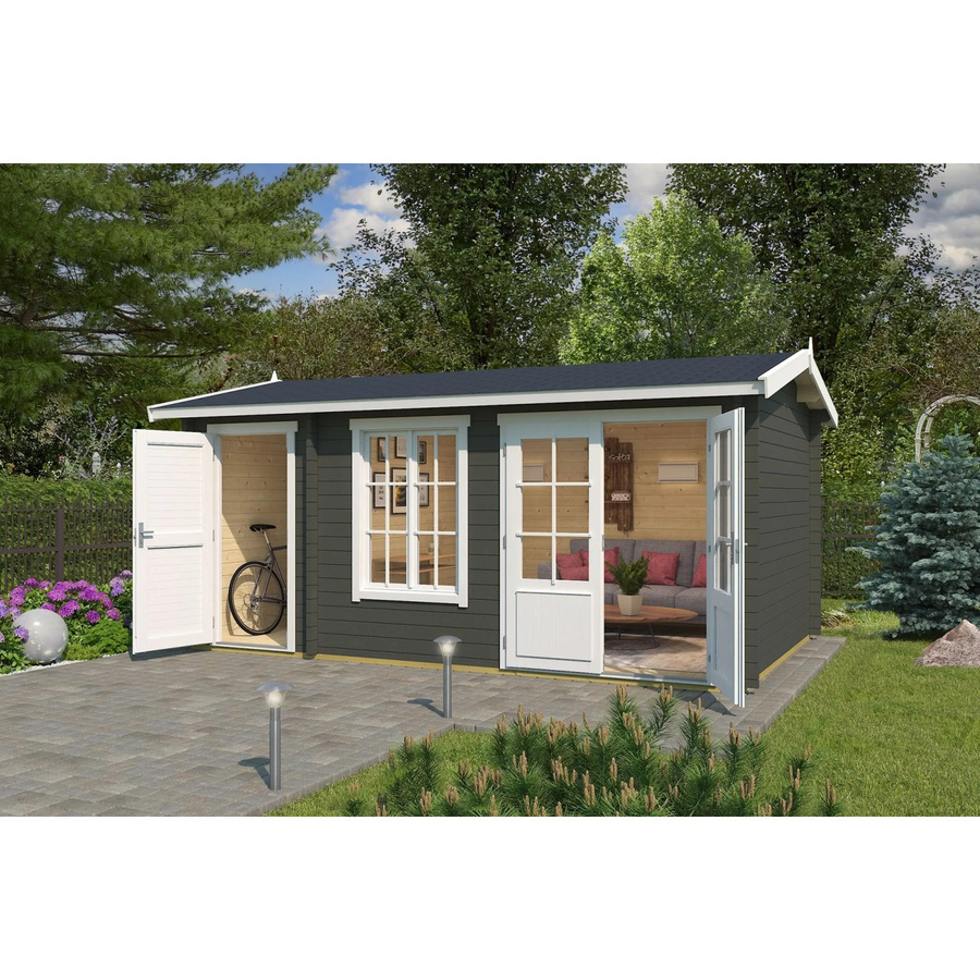 Holz-Gartenhaus Lasita Wrexham mit Satteldach in Grüngrau lasiert, B/H/T: 525 x 250,8 x 350,8 cm - Bild 3